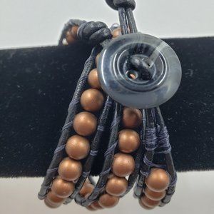 Black Wrap Bracelet with Copper Colored Beads